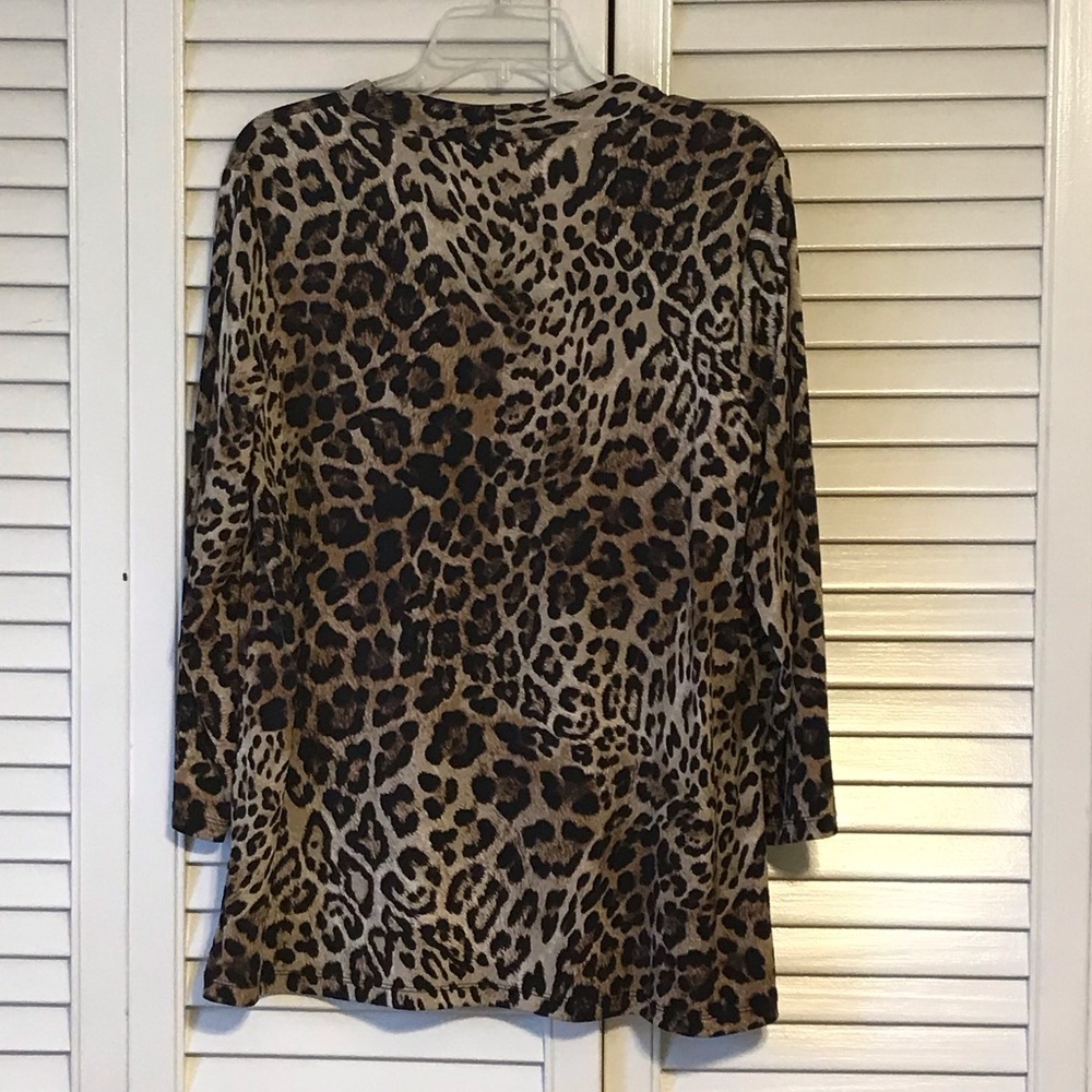 Susan Graver Brown Leopard Print Long Sleeve Top - Picture 3 of 6
